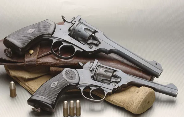 Картинка патроны, револьвер, кобура, 2 штуки, Revolver, Webley &ampamp; Scott Mark IV