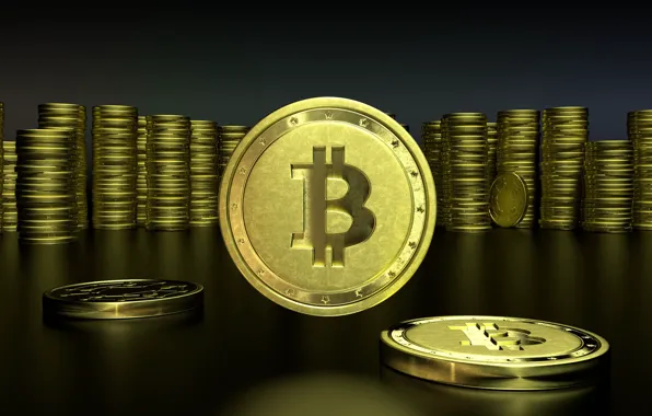Стол, биткоин, лого, fon, монеты, bitcoin, logo