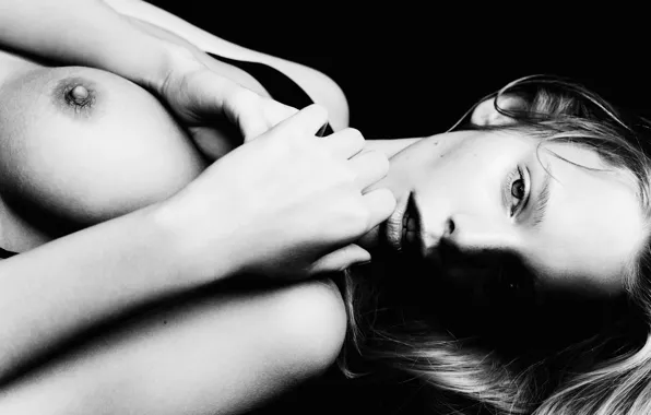 Девушка, модель, блондинка, черно-белое, Marloes Horst, Марло Хорст