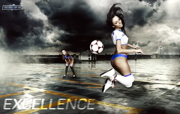 Девушки, спорт, мяч, excellence, footbaltop
