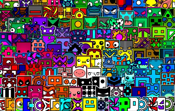 Абстракция, кубики, пазлы, разные цвета, geometry, dash, геометрическая черта