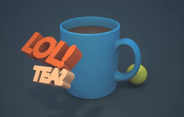 Чай, кружка, blue, render, lol, tea, лол, blender