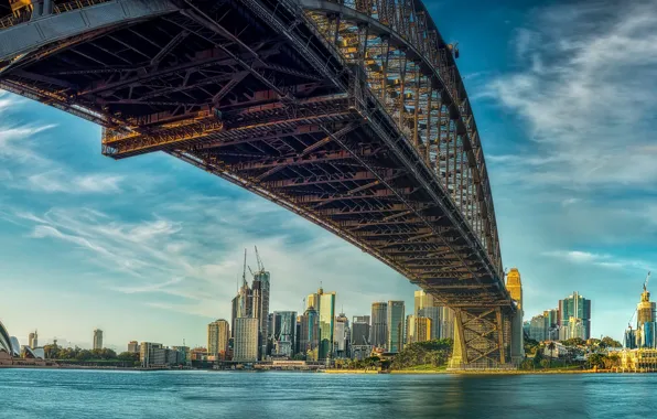 Картинка мост, здания, дома, Австралия, залив, Сидней, небоскрёбы, Australia