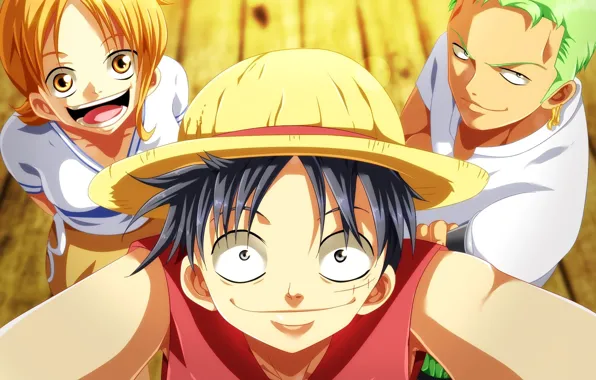 Girl, game, One Piece, pirate, hat, smile, anime, man