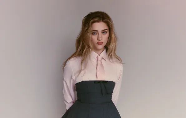 Взгляд, девушка, фото, волосы, макияж, губы, блузка, Lizzy Greene