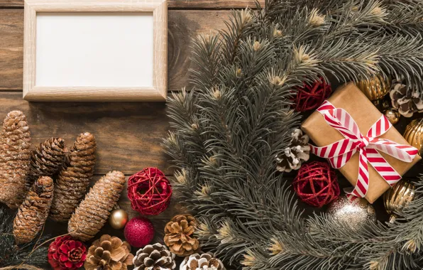 Украшения, рамка, Новый Год, Рождество, Christmas, wood, New Year, decoration