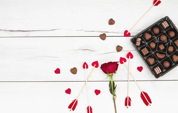 Романтика, роза, Love, сердечки, red, Chocolate, roses, Heart