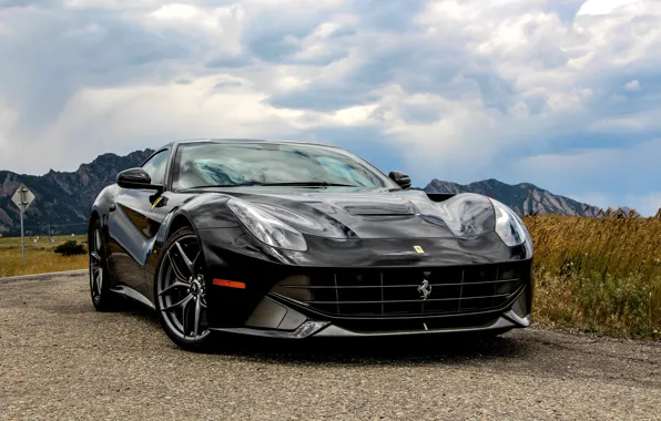 Картинка ferrari, black, f12, berlinetta