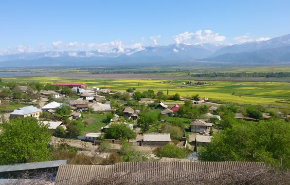 Картинка деревня, Азербайджан, Azerbaijan, Шеки, кавказские горы, Caucasus