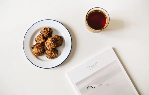 Book, coffee, breakfast, cookies