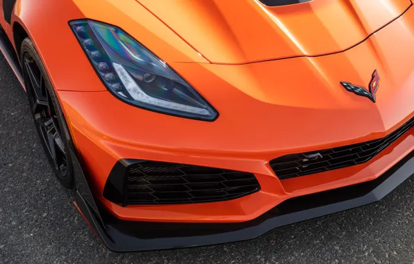 Оранжевый, фара, Corvette, Chevrolet, ZR1, 2019