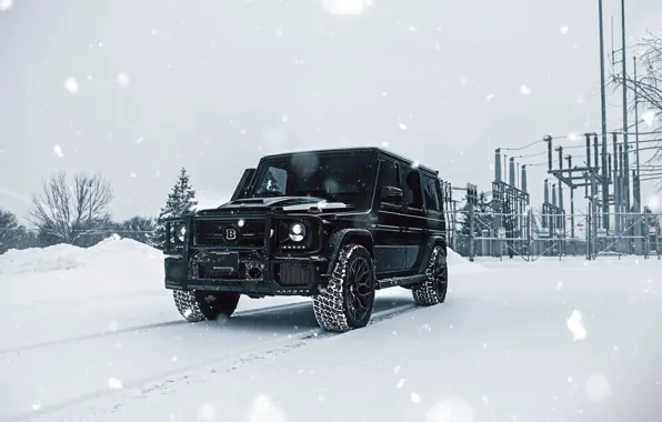 Mercedes, Winter, AMG, Black, Snow, G63, W463