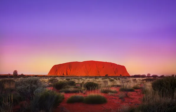 Картинка скала, пустыня, австралия, Улуру, Айерс Рок, оранжево-коричневая