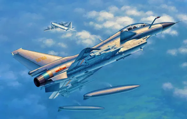 Картинка art, airplane, painting, jet, Chengdu J-10