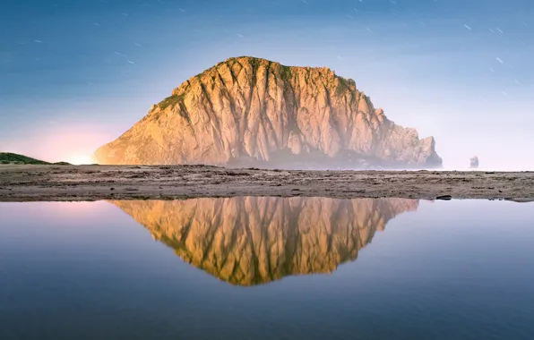 Mountain, reflection, mirror of water, geographic formation