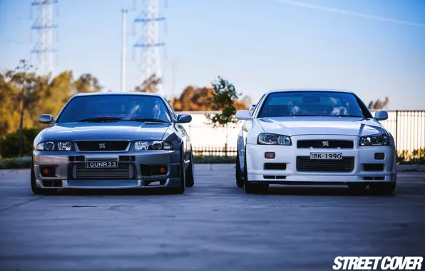 Nissan, turbo, white, skyline, tuning, gtr, r34, r33
