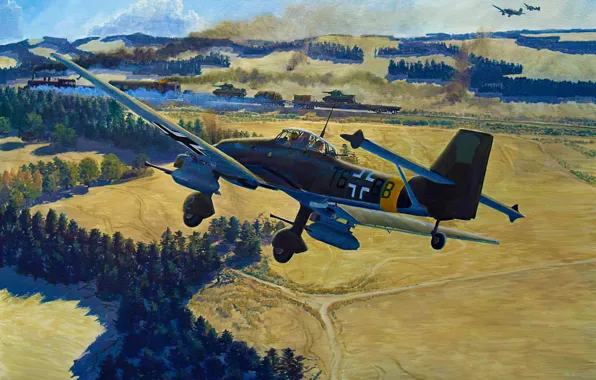 Картинка bomber, war, art, aviation, ww2, Junkers Ju 87, stuka