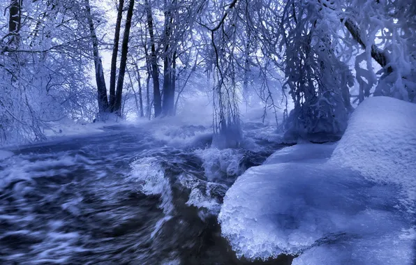 Картинка лед, зима, река