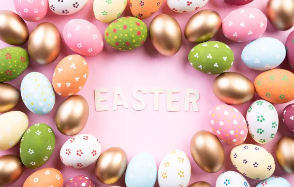 Картинка фон, яйца, colorful, Пасха, happy, pink, Easter, eggs
