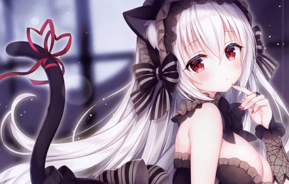 Картинка girl, sexy, cleavage, long hair, dress, boobs, anime, beautiful