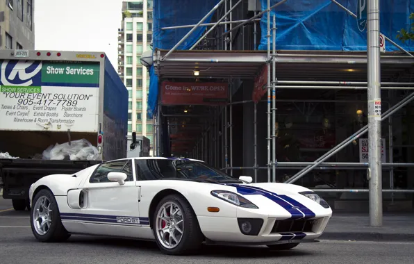 Картинка Ford, Stripes, Blue, Street, gt, White