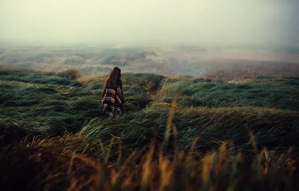 Girl, misty, fog