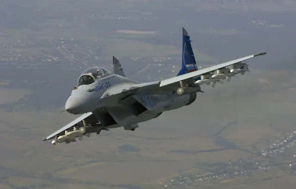 Картинка полет, истребитель, ракеты, Россия, многоцелевой, MiG-35, МиГ-35, поколения «4++»