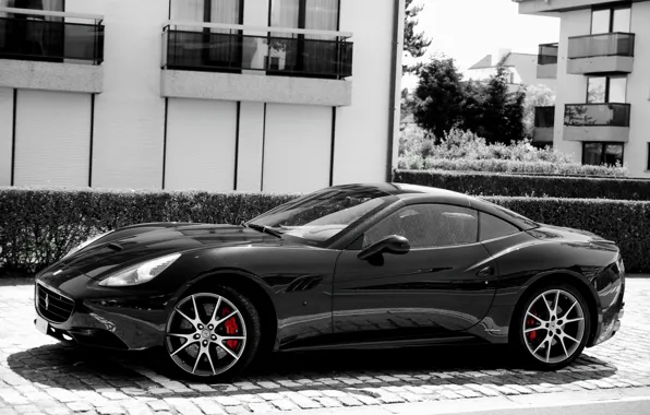 Картинка чёрный, Ferrari, California, Side