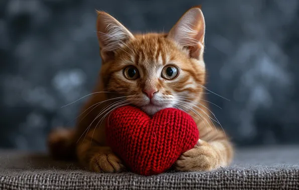 Кошка, котенок, сердце, милый, heart, kitten, lovely, cute