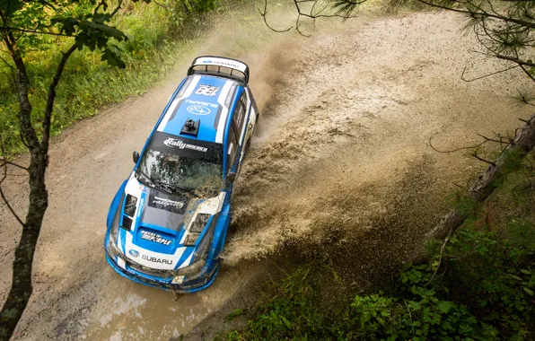 Трасса, Subaru, Impreza, лужа, WRX, STI, Rally, America