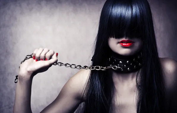 Картинка lips, brunette, chain