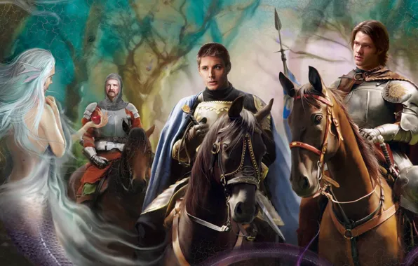Картинка оружие, лошадь, русалка, доспехи, рыцарь, Дин, сверхъестественное, Сэм