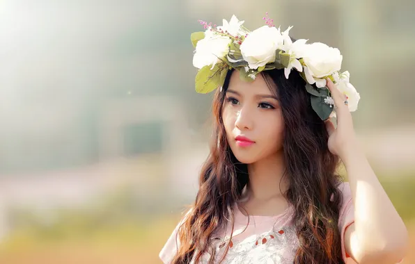 Девушка, фон, азиатка