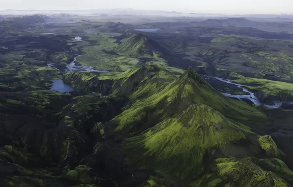 Горы, долина, Исландия, реки
