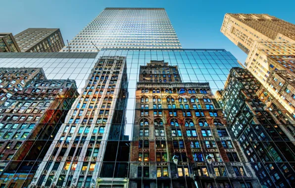 Картинка city, glass, USA, New York, NYC, New York City, reflection, buildings