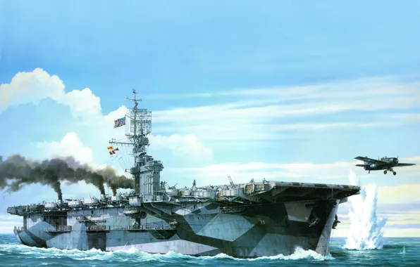 Рисунок, арт, USS GAMBIER BAY, ( CVE - 73 )