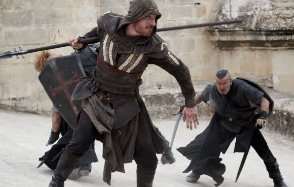 Cinema, wallpaper, sword, Assassins Creed, game, hitman, cross, street