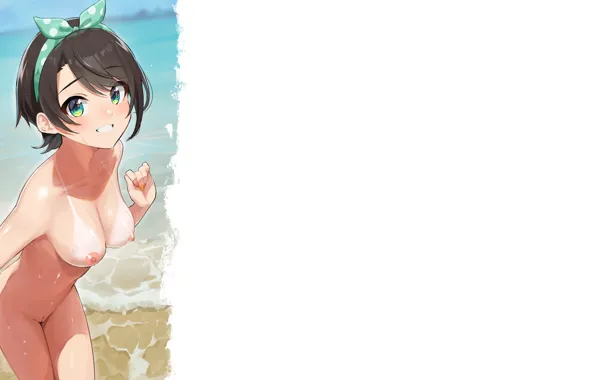 Kawaii, girl, hot, sexy, beach, sea, ocean, nipples
