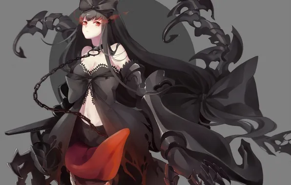 Девушка, магия, аниме, арт, цепь, бант, kantai collection, seaplane tender hime