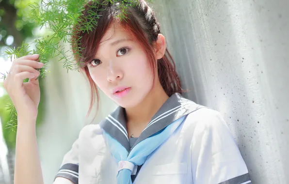 Картинка взгляд, девушка, лицо, волосы, азиатка