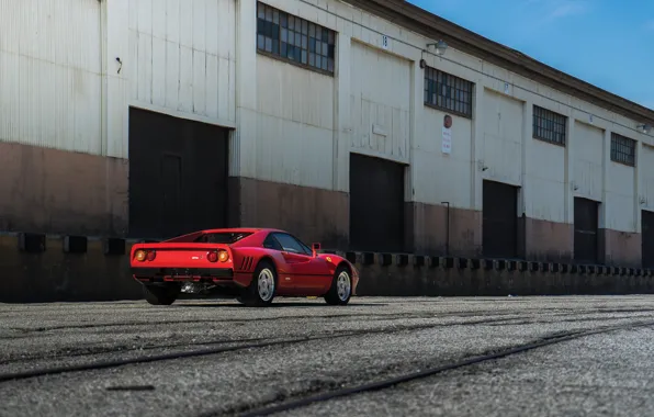 Красный, Ferrari, Red, спорткар, sportcar, GTO, classic, urban