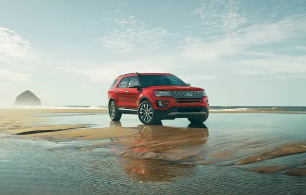 Ford, Red, Explorer, Platinum, (2016)
