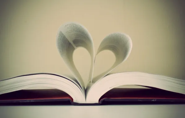 Фото, обои, сердце, листы, книга, страницы