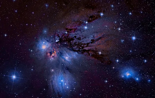 Туманность, Единорог, в созвездии, отражающая, NGC-2170