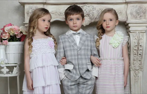 Дети, девочки, мальчик, трио, fashion, girls, boy, trio