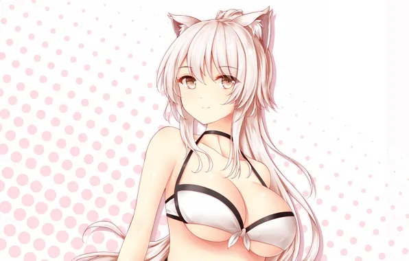Girl, sexy, cleavage, pink hair, long hair, boobs, anime, beautiful