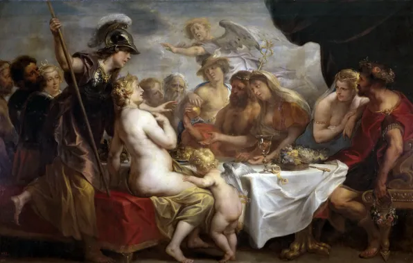 Картинка картина, мифология, Якоб Йорданс, Свадьба Фетиды и Пелея