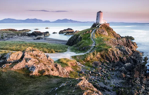 Картинка sea, Lighthouse, Llandwyn Island