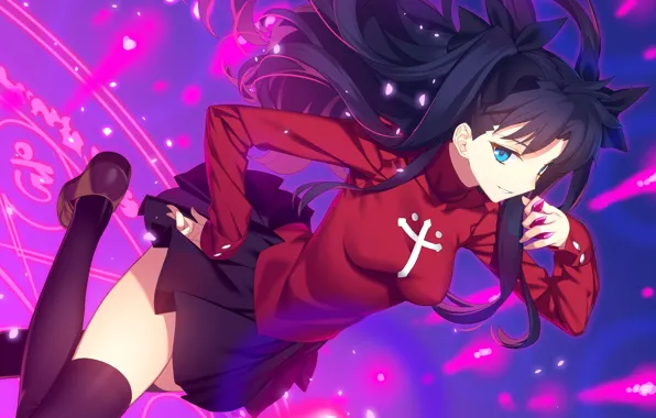 Девушка, брюнетка, Тосака Рин, Fate / Stay Night