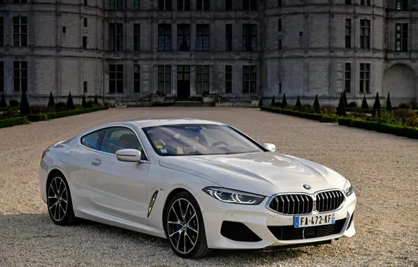 Картинка белый, купе, BMW, 2018, 8-Series, 8er, G15, 840d xDrive M Sport